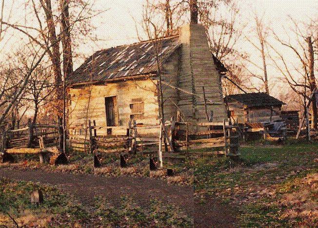 Abraham Lincoln moved to this property at seven years old and helped his father chop down trees and build a log cabin like this
