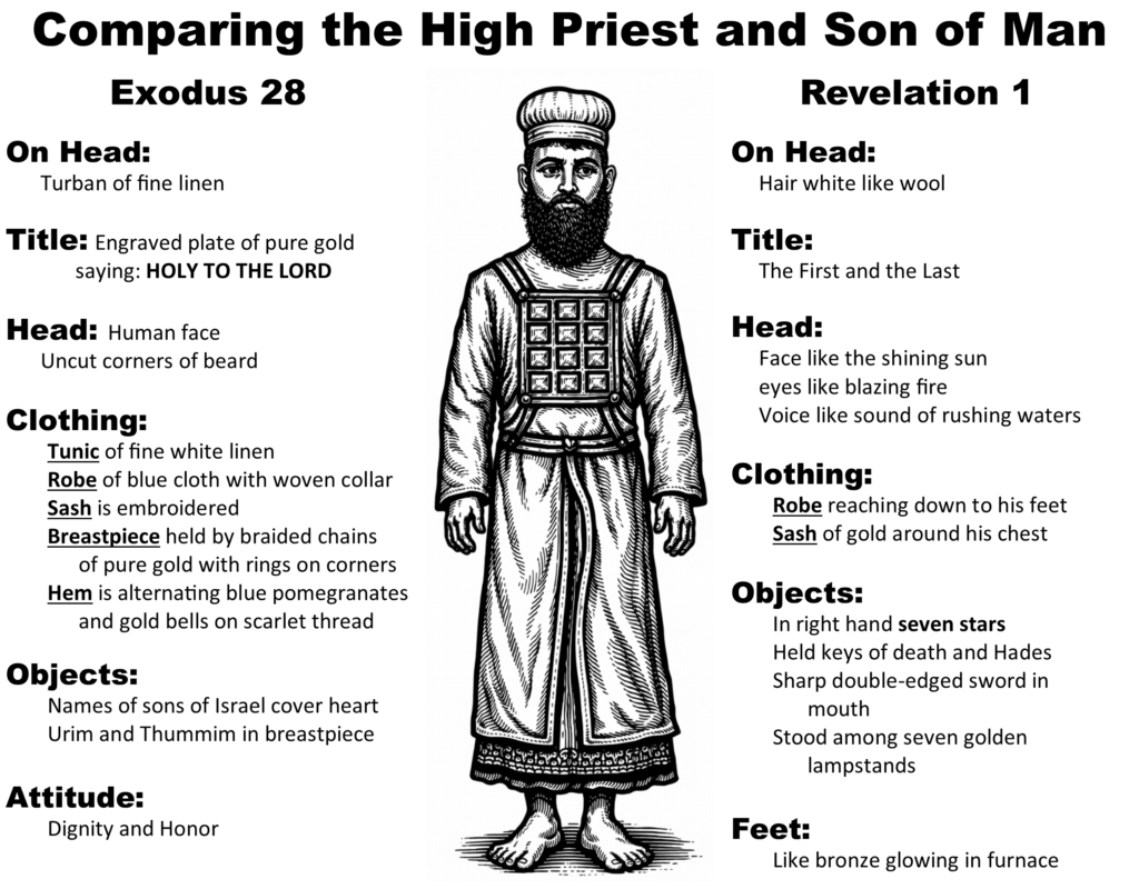 Comparison of the Son of Man from Revelation and High Priest from Exodus